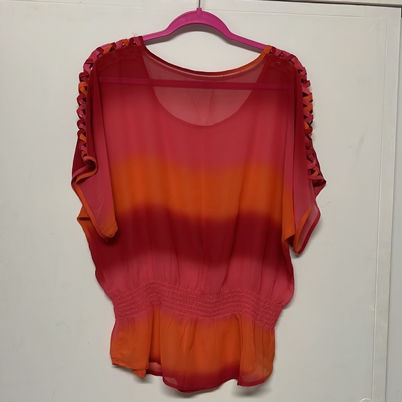Sexy Sheer Chiffon Peach Tone Top Large - Picture 4 of 4